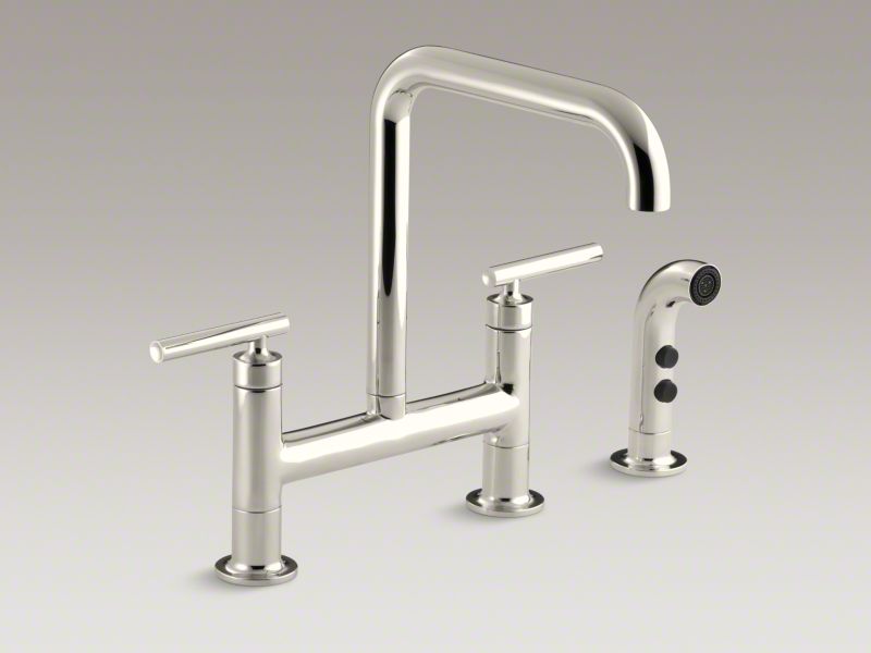 Deck Mount Bridge Kitchen Sink Faucet