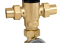 Caleffi 521519A MixCal 3/4 inch Sweat Union Lead Free Brass Body Thermostatic Mixing Valve with Temperature Gauge