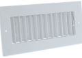 Hart and Cooley 821-208-W 20" x 8" Steel Ceiling / Wall Register with Vertical Fins and Multi-Shutter Damper - White