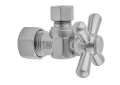 Jaclo® 621-PN 1/4 Turn Angle Pattern Contemporary/Modern Supply Ball Valve With Standard Cross Handle, 5/8 x 3/8 in Nominal, OD Compression x OD End Style, Solid Brass Body, Polished Nickel, Domestic