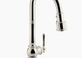 Kohler K-99259-SN Artifacts Single Handle Kitchen Faucet with Pull Down Spray - Vibrant Polished Nickel