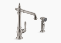 Kohler K-99265-VS Artifacts Single Handle Kitchen Faucet with Side Spray - Vibrant Stainless