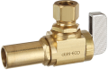 Dahl 621-23L-31 1/2 inch Street x 3/8 inch Compression 1/4-Turn Angled Stop Valve - Rough Brass