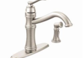 Moen® 7245SRS Kitchen Faucet, Belfield™, 1.5 gpm Flow Rate, 8 in Center, Fixed Spout, Spot Resist® Stainless Steel, 1 Handle, Domestic