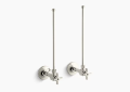 Kohler K-7605-P-SN Pair 3/8" NPT Angle Supplies with Stop, Cross Handle and Annealed Vertical Tube - Vibrant Polished Nickel