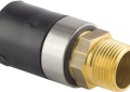 Viega 39009 GeoFusion 1-1/2 inch Socket Fusion x 1-1/2 inch Male High Density Polyethylene/Brass Adapter