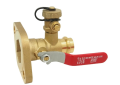 Red and White 2422F-1 EzPress Brass 1 inch Press Circulator Full Port Ball Valve Rotating Flange with Drain, Cap, Nuts and Bolts