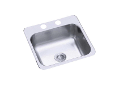 Sterling® B153-1 Bar/Kitchen Sink With SilentShield® Technology, Luster, 13-1/4 in L x 11 in W Bowl x 5-1/2 in D Bowl, 1 Faucet Holes, 15 in L x 15 in W x 5-7/8 in H, Drop-In Mounting, 20 ga Stainless Steel