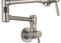 Brizo® 62820LF-SS Pot Filler Faucet, Euro, 4 gpm Flow Rate, Swivel Spout, Stainless Steel, 2 Handles, Import