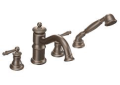 Moen® TS213ORB Weymouth™ Roman Tub Faucet Trim, 10 in Center, Oil Rubbed Bronze, 2 Handles, Function: Traditional, Domestic