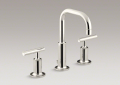 Kohler 14406-4-SN Widespread Lavatory Faucet, Low Gooseneck Spout and Low Lever Handles