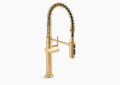 Kohler K-22973-2MB Crue Single-Handle Semi-Professional Kitchen Faucet with Spring Pull-Down Spray - Vibrant Brushed Moderne Brass