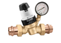 Caleffi 535651HA PresCal 3/4 inch Press Union Lead Free Brass Body Pressure Reducing Valve with Gauge