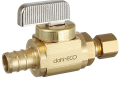 Dahl 521-PX3-30 1/2 inch Pex x 1/4 inch Compression 1/4-Turn Straight Stop Valve - Rough Brass