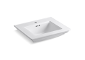 Kohler® 29999-1-0 Memoirs® Stately Bathroom Sink With Overflow Drain, Rectangular Shape, 24-1/2 in W x 20-1/2 in D x 8-5/8 in H, Pedestal/Console Table Mounting, Fireclay, White, Import