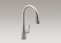 Kohler K-597-VS Simplice Single Handle Kitchen Faucet with Pull Down Spray - Vibrant Stainless