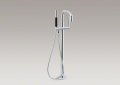 Kohler 10129-4-CP Purist (R) Floor-mount Bath Filler with Handshower