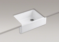 Kohler K-6487-0 Whitehaven Self-Trimming Under-Mount Single Bowl Kitchen Sink with Tall Apron - White