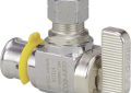 Viega 93511 PureFlow 1/2 inch Press x 3/8 OD Compression Lead Free Brass Quarter Turn Angle Valve - Polished Chrome