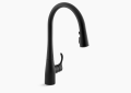 Kohler K-596-BL Simplice Single-Handle Kitchen Faucet with 3-Function Pull-Down Spray - Matte Black