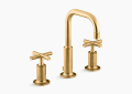 Kohler K-14406-3-2MB Widespread Bathroom Sink Faucet with Low Cross Handles and Low Gooseneck Spout - Vibrant Brushed Moderne Brass