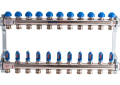 Watts D3803004SS 81001983 Pair of 1 inch Flowmeter Stainless Steel Manifolds with Four 3/4 inch Circuits