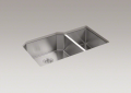 Kohler 5282-NA Strive TM 35-1/2" x 20-1/4" x 9-5/16" Under-mount Extra-Large/Medium Double-bowl Kitchen Sink with Basin Rack
