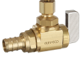 Dahl 621-PX3-30 1/2 inch Pex x 1/4 inch OD Compression 1/4-Turn Angled Stop Valve - Rough Brass