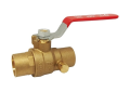 Red and White 5063AB-3/4 Lead Free Brass 3/4 inch Sweat x 3/4 inch Sweat Full Port Ball Valve With Drain