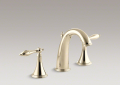 Kohler K-310-4M-AF  Finial(R) Widespread bathroom sink faucet with lever handles - Vibrant French Gold