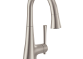 Moen® 6126SRS Kurv™ Pulldown Bar Faucet, 1.5 gpm Flow Rate, Spot Resist™ Stainless, 1 Handle, 1/3 Faucet Holes, Domestic