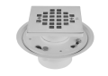 Jaclo® 86564-MBK Contemporary/Modern Square Complete Shower Drain, 2-3/8 in ID x 3 in OD Nominal, 4-1/4 in Dia Stainless Steel Grid, PVC Drain, Domestic