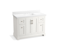 Kohler(R) K-29262-BD1-0 Charlemont(TM) 48" Bathroom Vanity Cabinet with Sink and Quartz Top - White