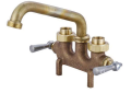 Central Brass 0465 Laundry Faucet, 3-1/2 in Center, NPSH Spout Hose, 2 Handles, Rough Brass, Import
